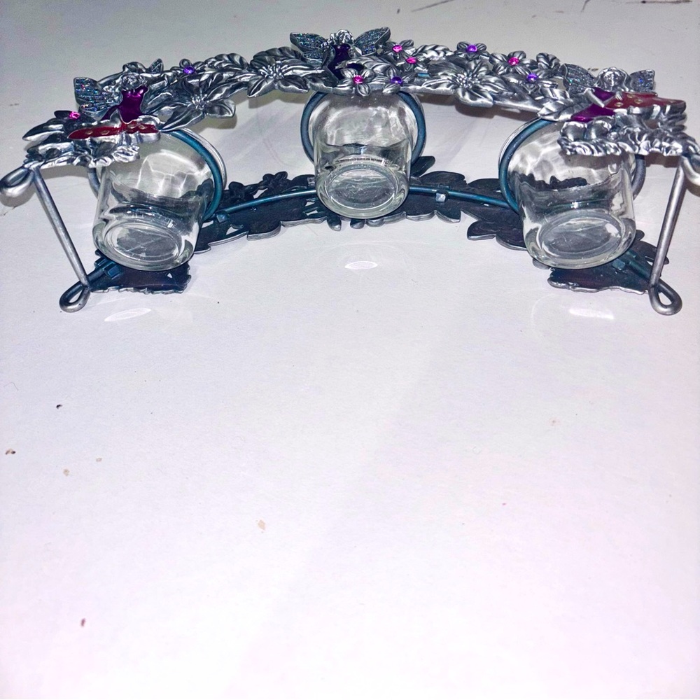 Reserved for Crystal Vintage 90’s Bejeweled, Pewter, Fairy Candle Holder. - Picture 6 of 10